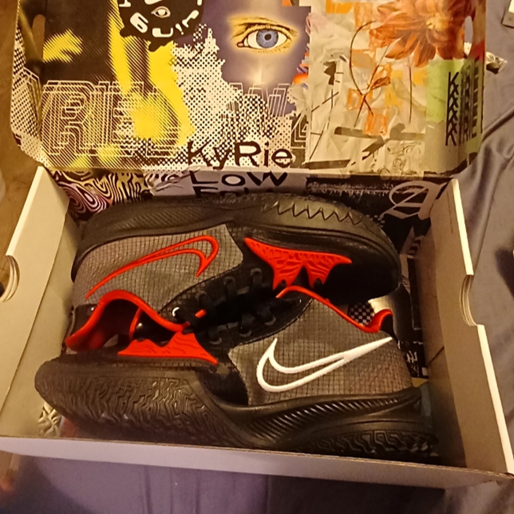 Size 12 Nike Kyrie Low IV's- Black/University Red-White